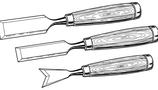 Imagine prompt wooden handle wood chisels set for woodworking
