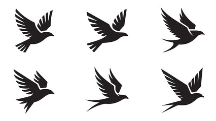 Fototapeta premium Black minimalist bird silhouette set wings