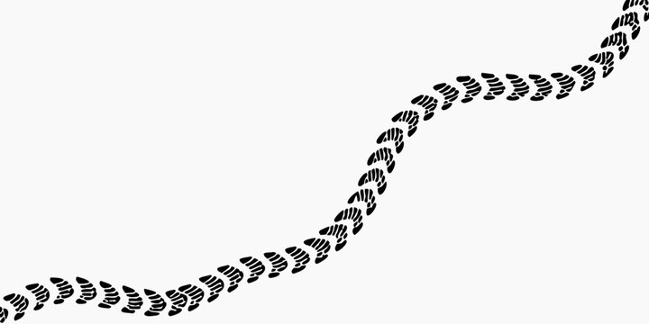 Sequence Of Black Shoe Prints On White Background