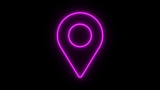 Map Location Pin Icon Animation Loop Isolated on Black Background