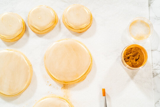 Gold-Dusted Sugar Cookies with Royal Icing and Edible Paint