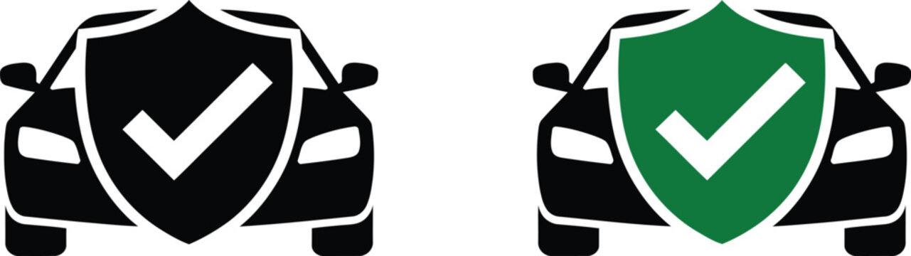 Car traffic icons, road congestion indicators with one, two and three automobile symbols for city transport, navigation systems, traffic management and route planning.