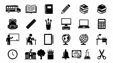 Fototapeta premium School and Education Icon Set for Learning and Academic Subjects
