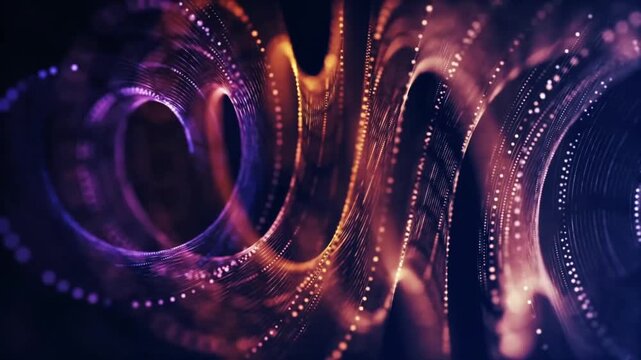 Abstract Glowing Purple Space Background with Spiral Energy Waves Bright Stars Fractal Circles Fantasy Cosmic Vector Illustration Wallpaper