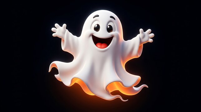 Cute cartoon ghost for halloween friendly spooky character illustration