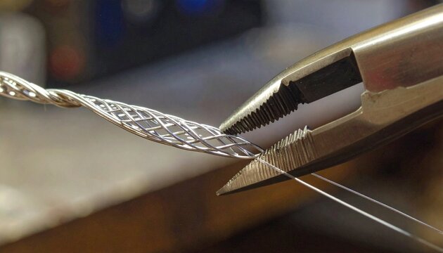 Close-up of a silver chain necklace with intricate links.