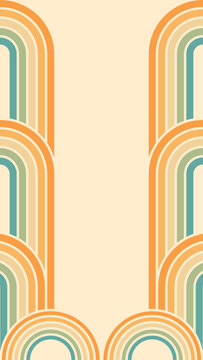 Abstract background of rainbow groovy Wavy Line design in 1970s Hippie Retro style. Vector pattern ready to use for cloth, textile, wrap and other.