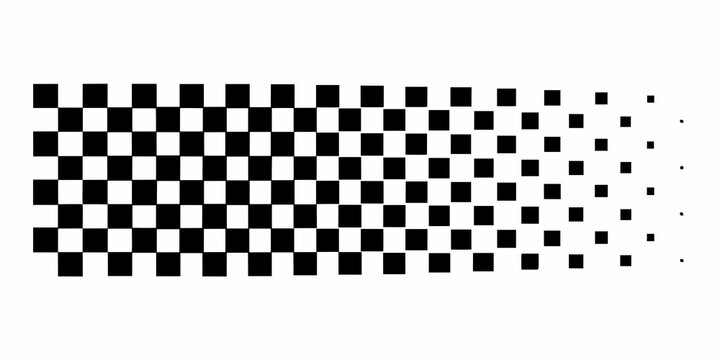 Checkered Pattern Dissolving Into Pixels Black And White Vector Illustration