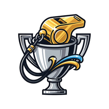 Trophy Cup with Referee Whistle.