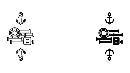 Vector illustration of anchors and maritime symbols on a white background © Freefire