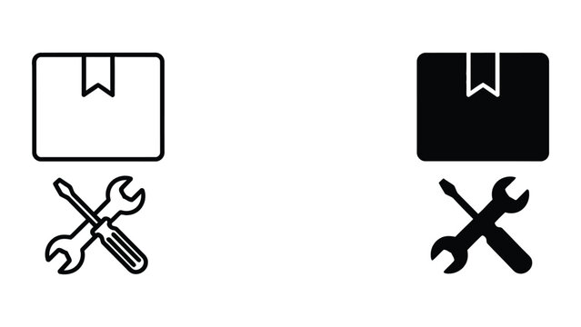 Vector illustration of a screwdriver and a toolbox on a white background
