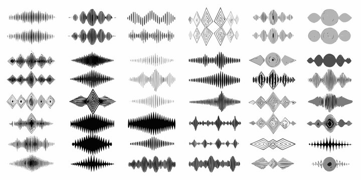 Audio Waveform Graphics Collection Vector Illustration Gray Scale