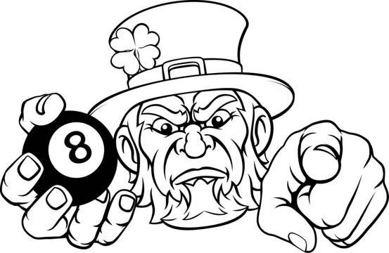 Leprechaun Celtic Irish Billiards Pool Ball Mascot