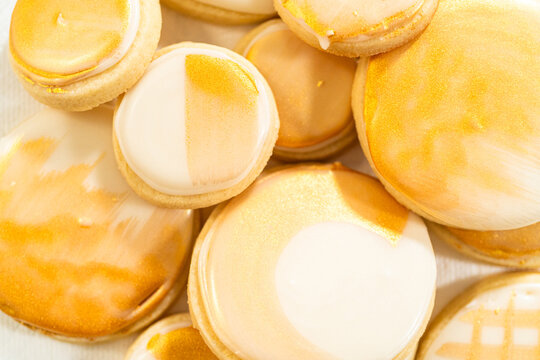 Gold Hand-Painted Sugar Cookies with Royal Icing