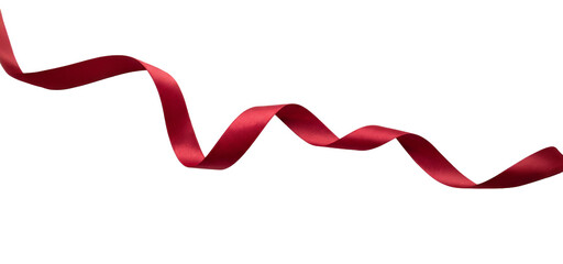 Red satin ribbon waving on transparent background.Flowing red ribbon cutout PNG element for Christmas and gift design © SUMMER72