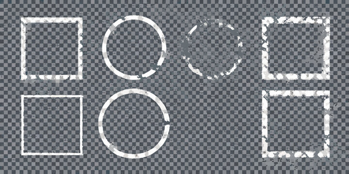 Geometric Frame Silhouettes On Transparent Background White Outlines