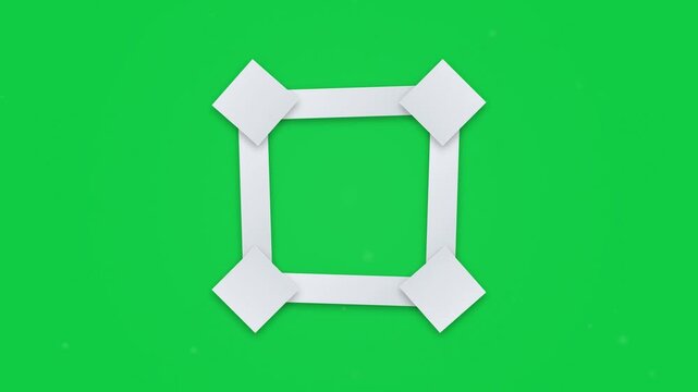 Animated white shapes on green background