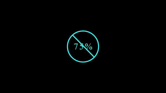 Circular Loading Progress Animation with 75 % Percent Indicator on Black Background