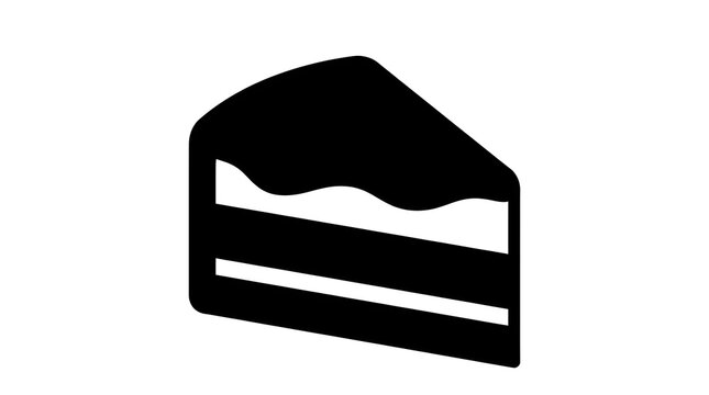 Black vector silhouette icon representing a slice of layer cake with frosting or cream on top.