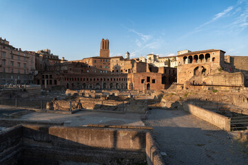 Fototapeta premium Trajan's Forum (Foro di Traiano) at sunset in Rome, Italy
