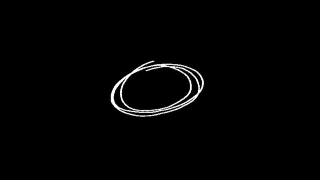Circle a white sketch of a circle on a black background