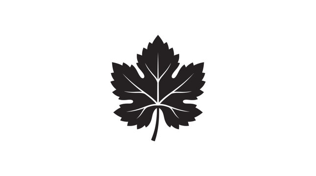 Black maple leaf icon on white background minimalist nature symbol