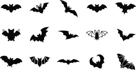 Fototapeta premium Helloween bundle 15 unique bat silhouettes for spooky decorations and halloween party themes