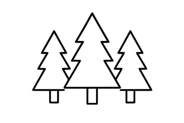 Fototapeta premium Three pine forest vector icon illustration in bold hand drawn outline style, minimalist evergreen trees with trunks for signage, camping maps, conservation projects, stickers and seasonal designs