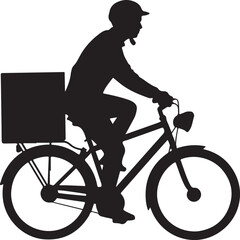Fototapeta premium Delivery person riding bicycle with cargo box