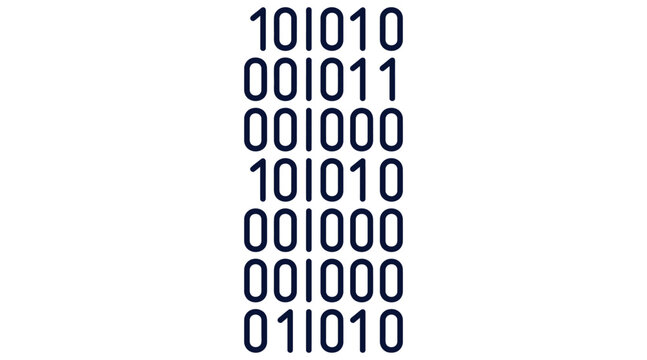 Binary Code Pattern with Dark Blue Numbers on White Background