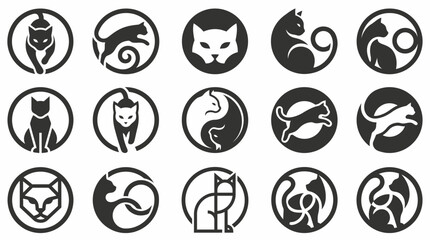 Black and white cat logos. © sri mukti
