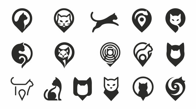 Black and white cat icons.