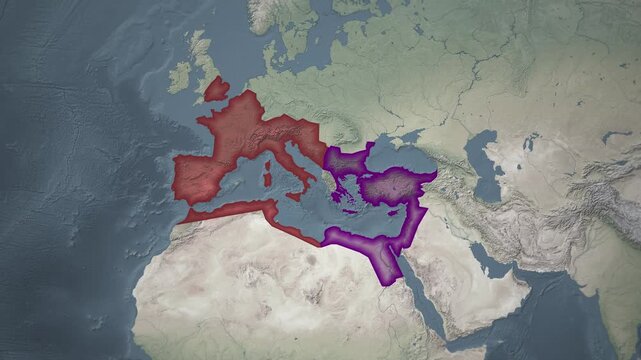 East and West Roman Empires Map Animation