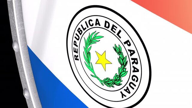 Metallic Shield Transitions with the National Flag of Paraguay