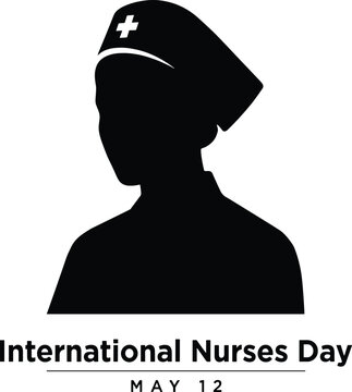 International nurses day silhouette with nurse cap and cross symbol vector illustration EPS PNG file.
