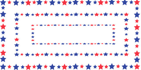 Obraz premium American patriotic stars horizontal frame . American patriotic border frame for cards and invitations . Vector illustration