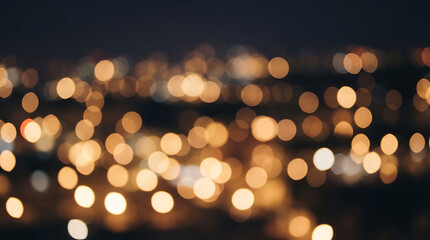 Fototapeta premium Blurred city lights at night dark background with bokeh effect