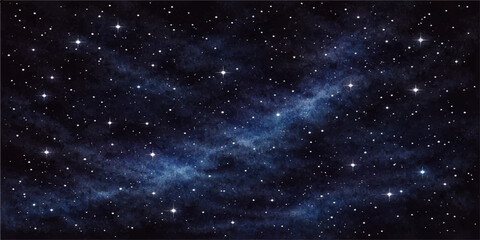 Starry Blue Galaxy Night Sky with Cosmic Nebula and Bright Deep Space Starfield Universe Background © Shayada Munia