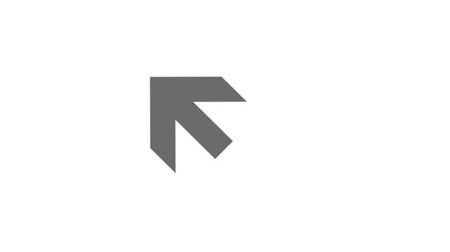 Grey computer mouse cursor arrow icon expanding animation on white background