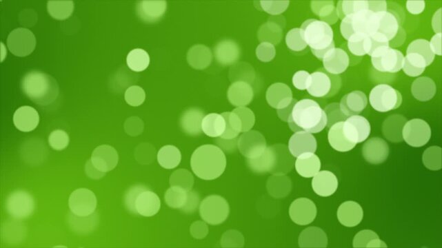 Abstract Green Bokeh Light Background Animation. Soft Glowing Defocused Circles, Fresh Nature Inspired Sparkle, Elegant Festive Motion Backdrop
