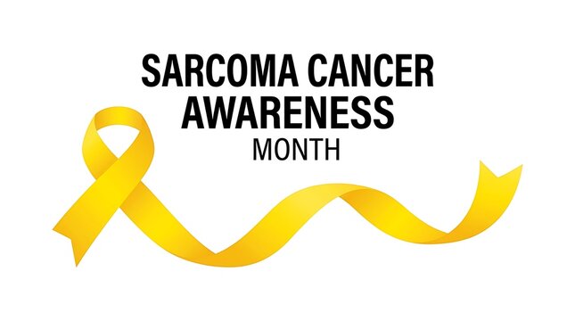 Yellow ribbon sarcoma cancer awareness month symbol with awareness, solidarity