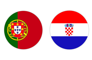 Obraz premium round shape of portugal flag and croatia flag with transparent background