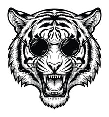 サングラスをかけたクールなトラの頭のベクターイラスト © vector Art