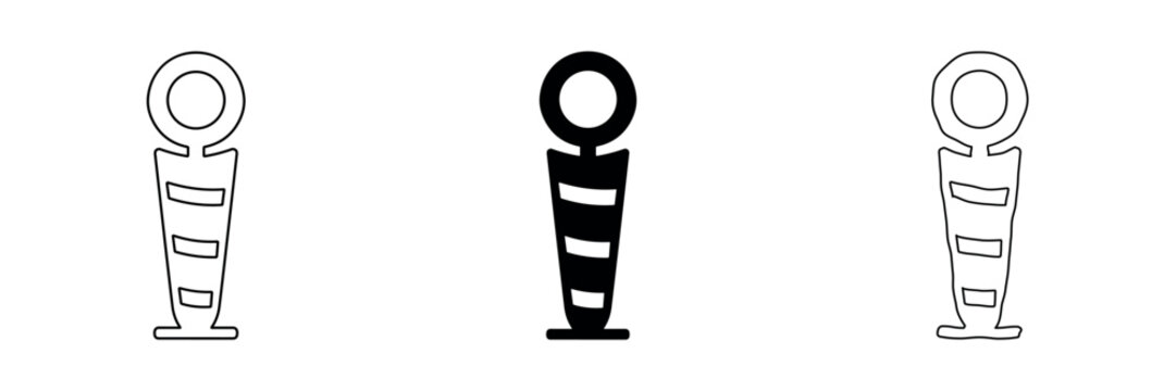 Set of three American football down marker icons in outline, solid, and hand-drawn styles