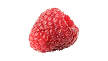 Single fresh ripe red raspberry delicious summer berry snack isolated on transparent background cut out © Ivan