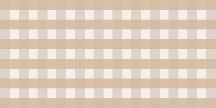 Gingham seamless pattern. Beige and white vichy background texture. Checkered tweed plaid repeating wallpaper. Natural nude fabric and textile swatch design. Vector