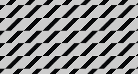 Seamless black and white piano keys pattern with checkered geometric texture, abstract chessboard inspired design, musical keyboard floor wallpaper background, 3D illustration © shajada