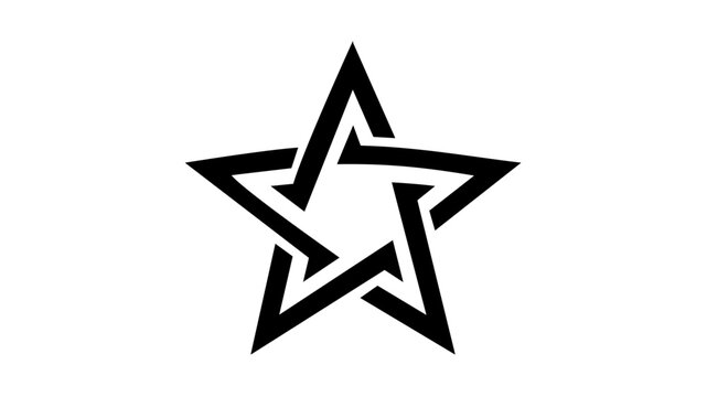 Interlaced geometric star vector icon with sharp minimalist black lines, Islamic ornamental design inspired illustration for arabesque motifs, Ramadan decor, tile patterns, logos, and sacred art