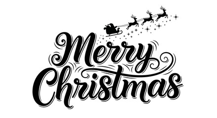 Merry Christmas, Holiday Greeting, Santa Sleigh, Vector Illustration © Mecklenburglaan
