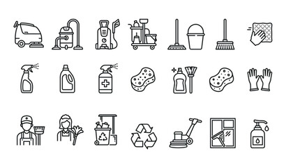 Fototapeta premium Cleaning services and supplies icons